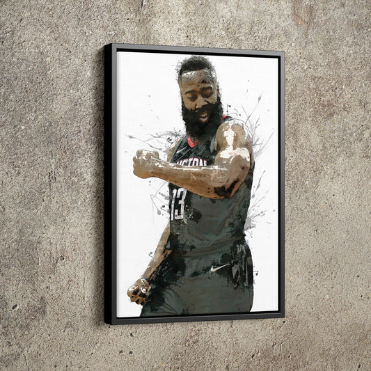 James Harden Poster Houston Rockets Basketball Painting Hand Made Posters Canvas Print Kids Wall Art Home Man Cave Gift Decor