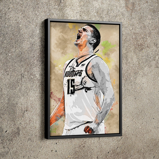 Nikola Jokic Poster Denver Nuggets Basketball Painting Hand Made Posters Canvas Print Kids Wall Art Home Man Cave Gift Decor