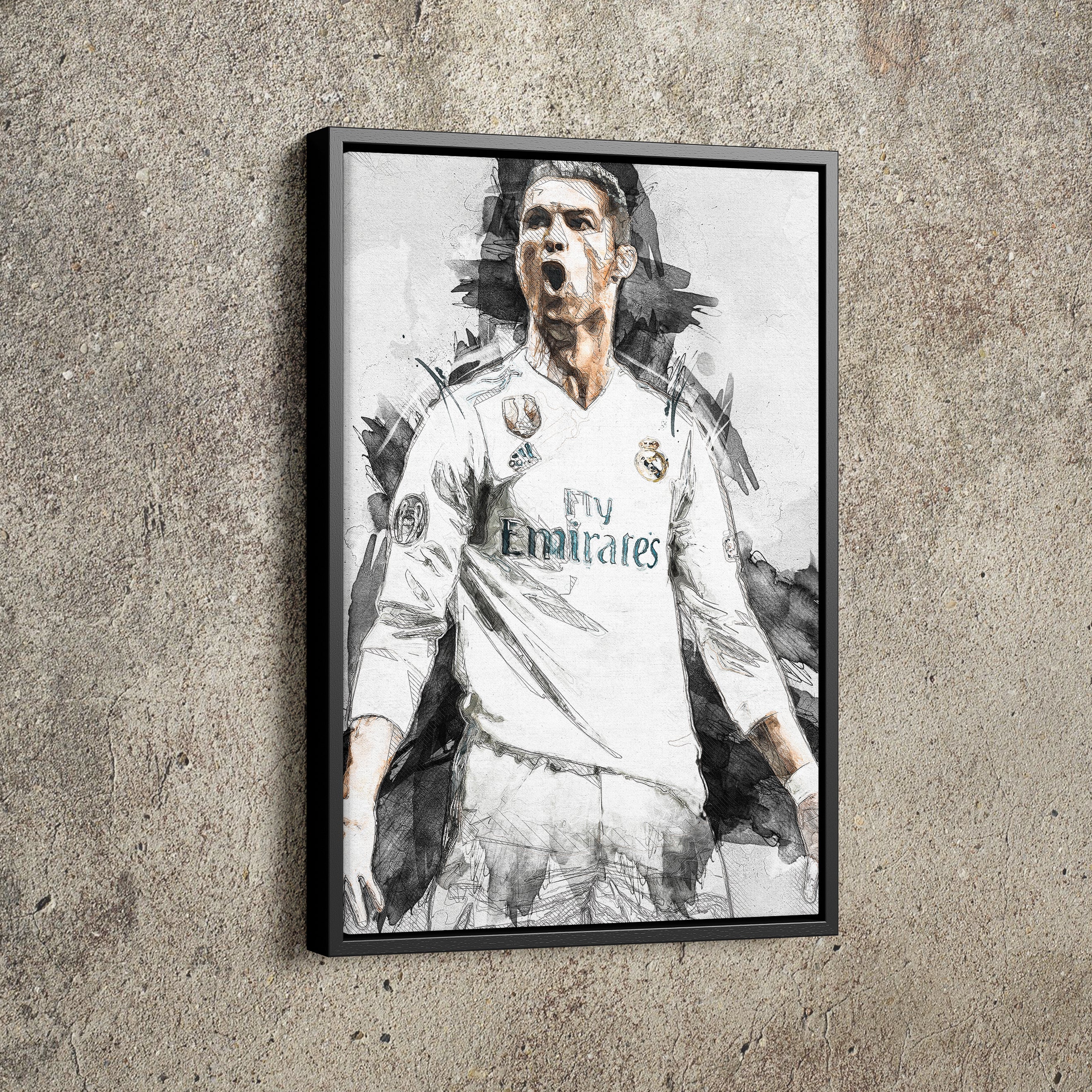 Cristiano Ronaldo Poster Manchester United FC Soccer Drawing Art