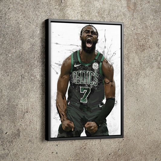 Jaylen Brown Poster Boston Celtics Basketball Painting Hand Made Posters Canvas Print Kids Wall Art Man Cave Gift Home Decor