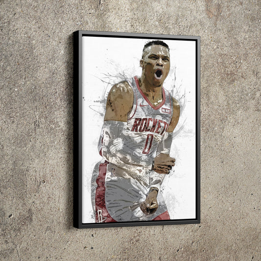 Russel Westbrook Poster Houston Rockets Painting BasketBall Hand Made Posters Canvas Print Wall Kids Art Man Cave Gift Home Decor