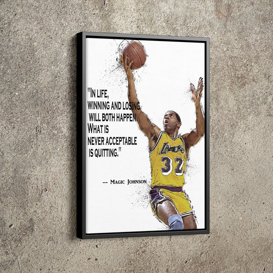 Magic Johnson Poster Los Angeles Lakers Basketball Quote Hand Made Posters Canvas Print Wall Art Home Decor