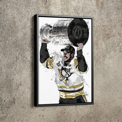 Sidney Crosby Poster Stanley Cup Pittsburgh Penguins Ice hockey Hand Made Posters Canvas Print Kids Wall Art Man Cave Gift Home Decor