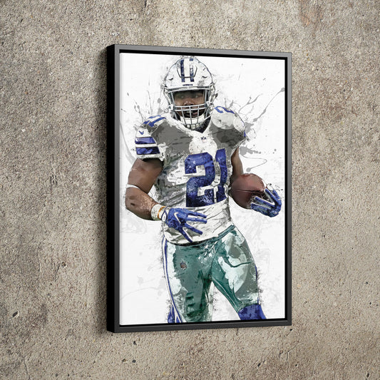 Ezekiel Elliot Poster Dallas Cowboys Painting Football Hand Made Posters Canvas Print Kids Wall Art Home Man Cave Gift Decor