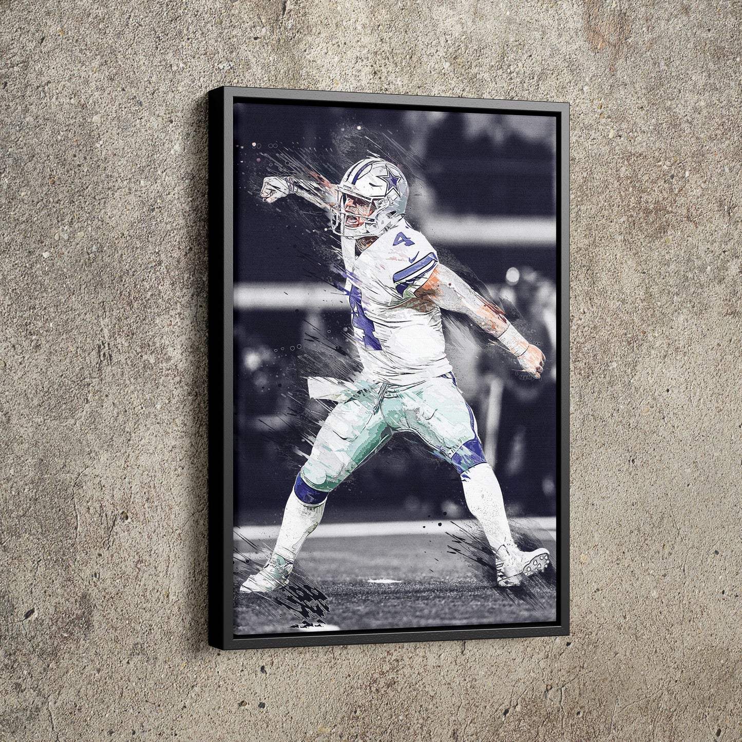 Dak Prescott Celebration Poster Dallas Cowboys Football Hand Made Posters Canvas Print Wall Art Man Cave Gift Home Kids Decor