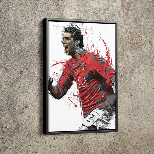 Cristiano Ronaldo Poster Soccer Player Manchester United Painting Hand Made Posters Canvas Print Kids Wall Art Man Cave Gift Home Decor