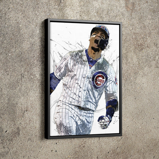 Javier Baez Poster Chicago Cubs Baseball Painting Hand Made Posters Canvas Print Kids Wall Art Man Cave Gift Home Decor