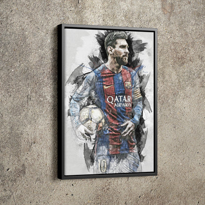 Lionel Messi Poster Barcelona Soccer Player Hand Made Posters Canvas Framed Print Wall Kids Art Man Cave Gift Home Decor