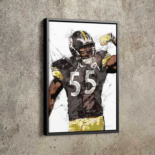 Joey Porter Poster Pittsburgh Steelers Painting Football Hand Made Posters Canvas Print Kids Wall Art Home Man Cave Gift Decor