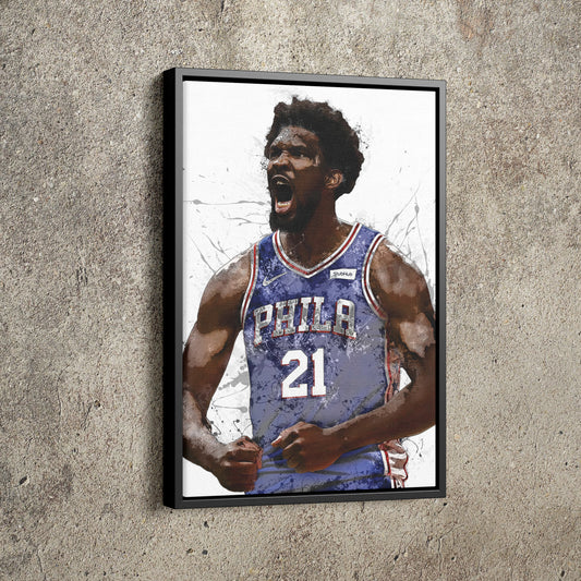 Joel Embiid Poster Philadelphia 76ers Basketball Painting Hand Made Posters Canvas Print Kids Wall Art Home Man Cave Gift Decor