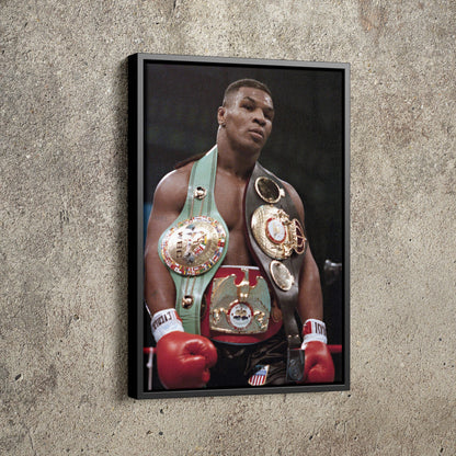 Mike Tyson with belts Poster Hand Made Posters Canvas Print Wall Art Home Decor