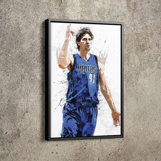 Dirk Nowitzki Poster Dallas Mavericks Basketball Painting Hand Made Posters Canvas Print Kids Wall Art Man Cave Gift Home Decor