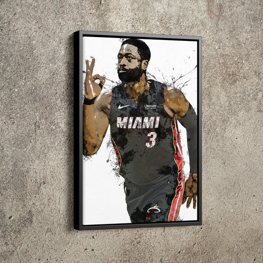 Dwyane Wade Art Poster Miami Heat Basketball Hand Made Posters Canvas Print Kids Wall Art Man Cave Gift Home Decor