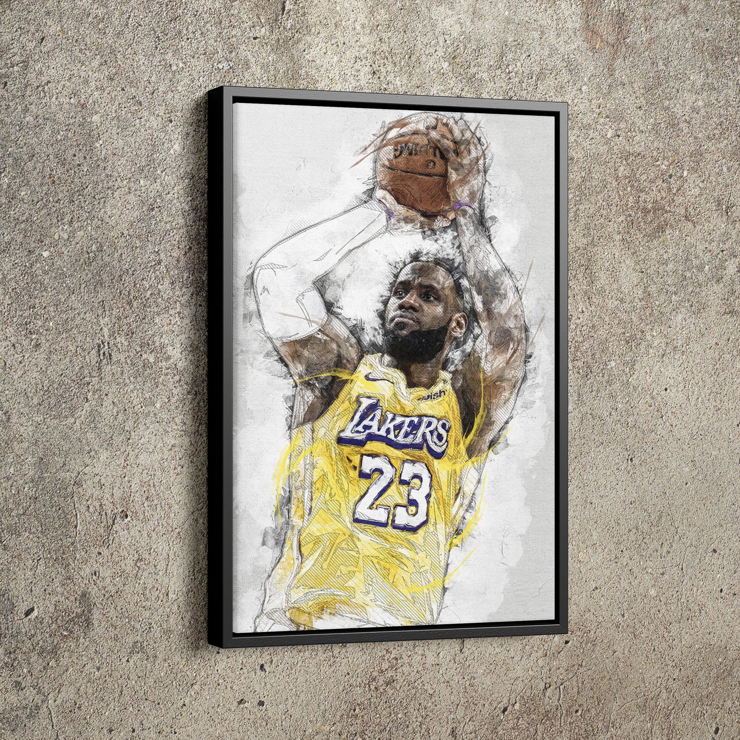 Lebron James Art Poster Los Angeles Lakers Basketball Hand Made Posters Canvas Framed Print Wall Kids Art Man Cave Gift Home Decor