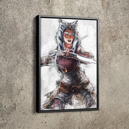 Ahsoka Tano Poster Star Wars Painting Hand Made Posters Canvas Print Kids Wall Art Man Cave Gift Home Decor