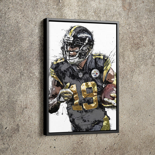 JuJu Smith-Schuster Art Poster Pittsburgh Steelers Football Hand Made Posters Canvas Framed Print Wall Kids Art Man Cave Gift Home Decor