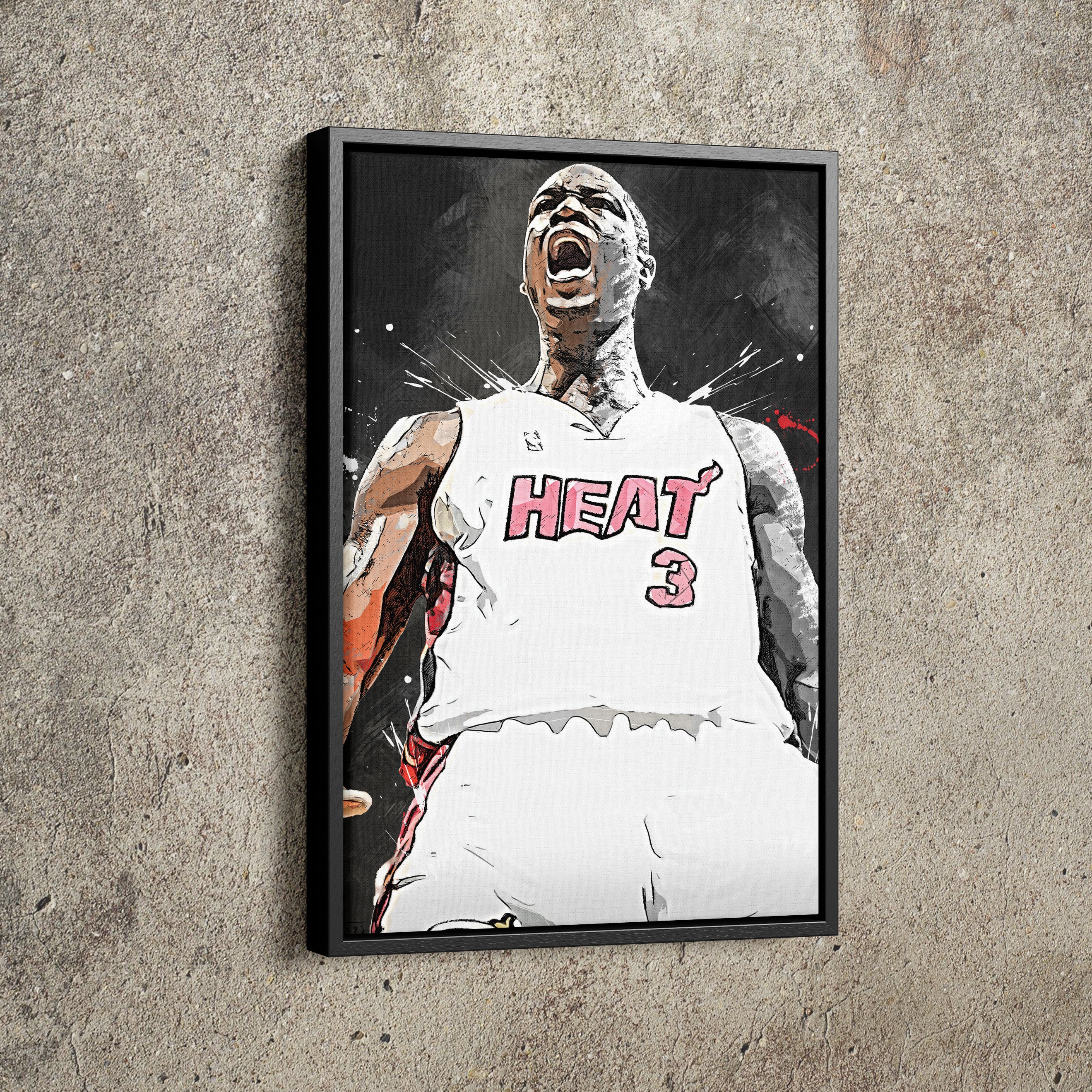 Dwyane Wade Poster Miami Heat Canvas Print Framed Art 