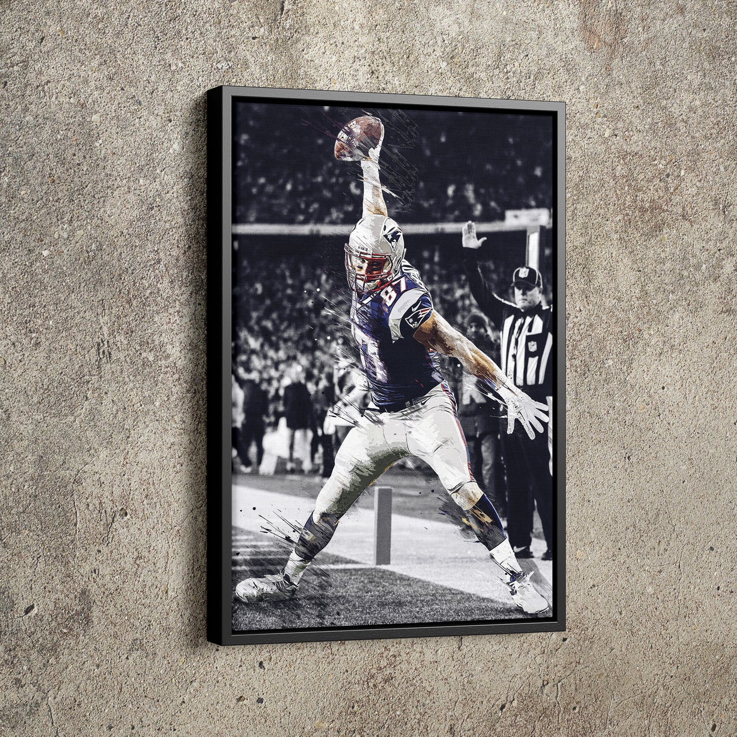 Rob Gronkowski Spiking the Ball Poster New England Patriots Football Hand Made Posters Canvas Print Kids Wall Art Man Cave Gift Home Decor