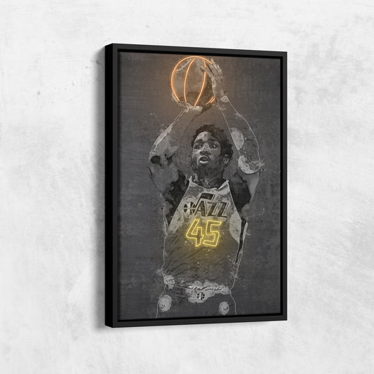 Donovan Mitchell Poster Graffiti Neon Utah Jazz NBA Hand Made Poster Canvas Print Kids Wall Art Man Cave Gift Home Decor