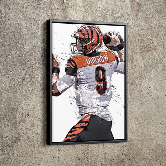 Joe Burrow Art Poster Cincinnati Bengals Football Hand Made Posters Canvas Framed Print Wall Kids Art Man Cave Gift Home Decor