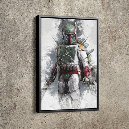 Boba Fett Poster Star Wars Painting Hand Made Posters Canvas Print Kids Wall Art Man Cave Gift Home Decor