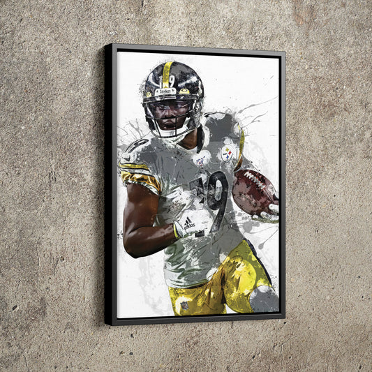 JuJu Smith-Schuster Poster Pittsburgh Steelers Football Painting Hand Made Posters Canvas Framed Print Wall Art Man Cave Gift Home Decor