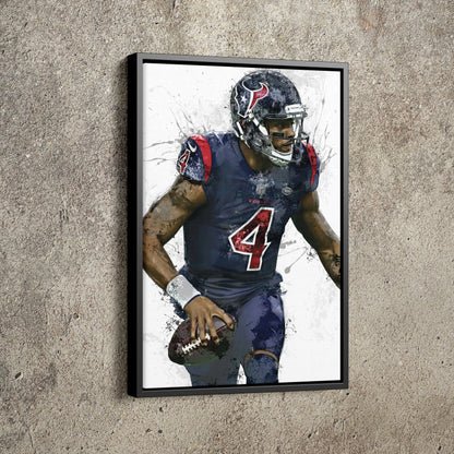 Deshaun Watson Poster Houston Texans Painting Football Hand Made Posters Canvas Print Kids Wall Art Home Man Cave Gift Decor