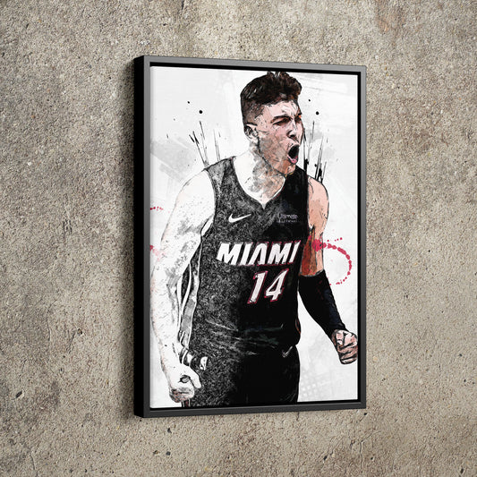 Tyler Herro Poster Miami Heat Basketball Hand Made Posters Canvas Print Wall Art Man Cave Gift Home Kids Decor