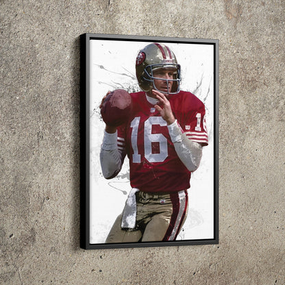 Joe Montana Poster San Francisco 49ers Football Painting Hand Made Posters Canvas Print Wall Art Man Cave Gift Home Kids Decor