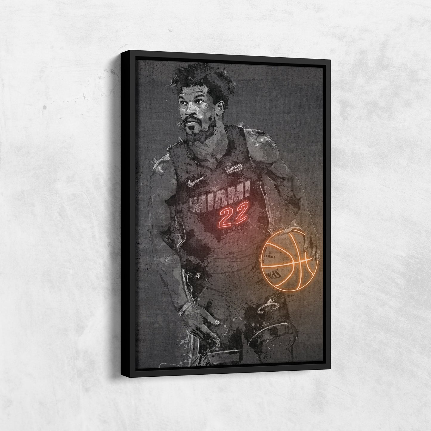 Jimmy Butler Poster Graffiti Neon Miami Heat  Basketball Hand Made Poster Canvas Print Kids Wall Art Man Cave Gift Home Decor