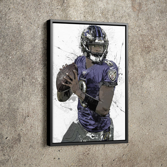 Lamar Jackson Poster Baltimore Ravens Football Painting Hand Made Posters Canvas Framed Print Wall Kids Art Man Cave Gift Home Decor