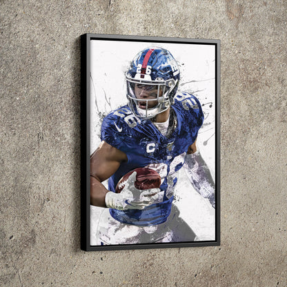 Saquon Barkley Poster New York Giants Football Painting Hand Made Posters Canvas Framed Print Wall Kids Art Man Cave Gift Home Decor