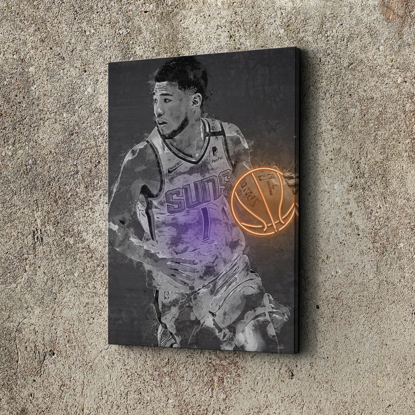 Devin Booker Poster Graffiti Neon Phoenix Suns Basketball Hand Made Poster Canvas Print Kids Wall Art Man Cave Gift Home Decor