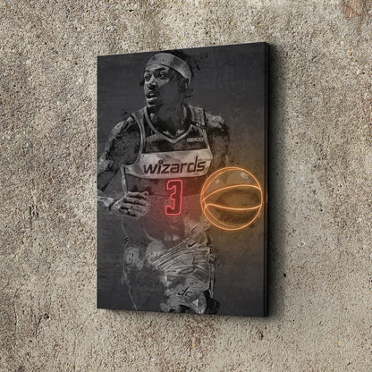 Bradley Beal Poster Graffiti Neon Washington Wizards NBA Hand Made Poster Canvas Print Kids Wall Art Man Cave Gift Home Decor