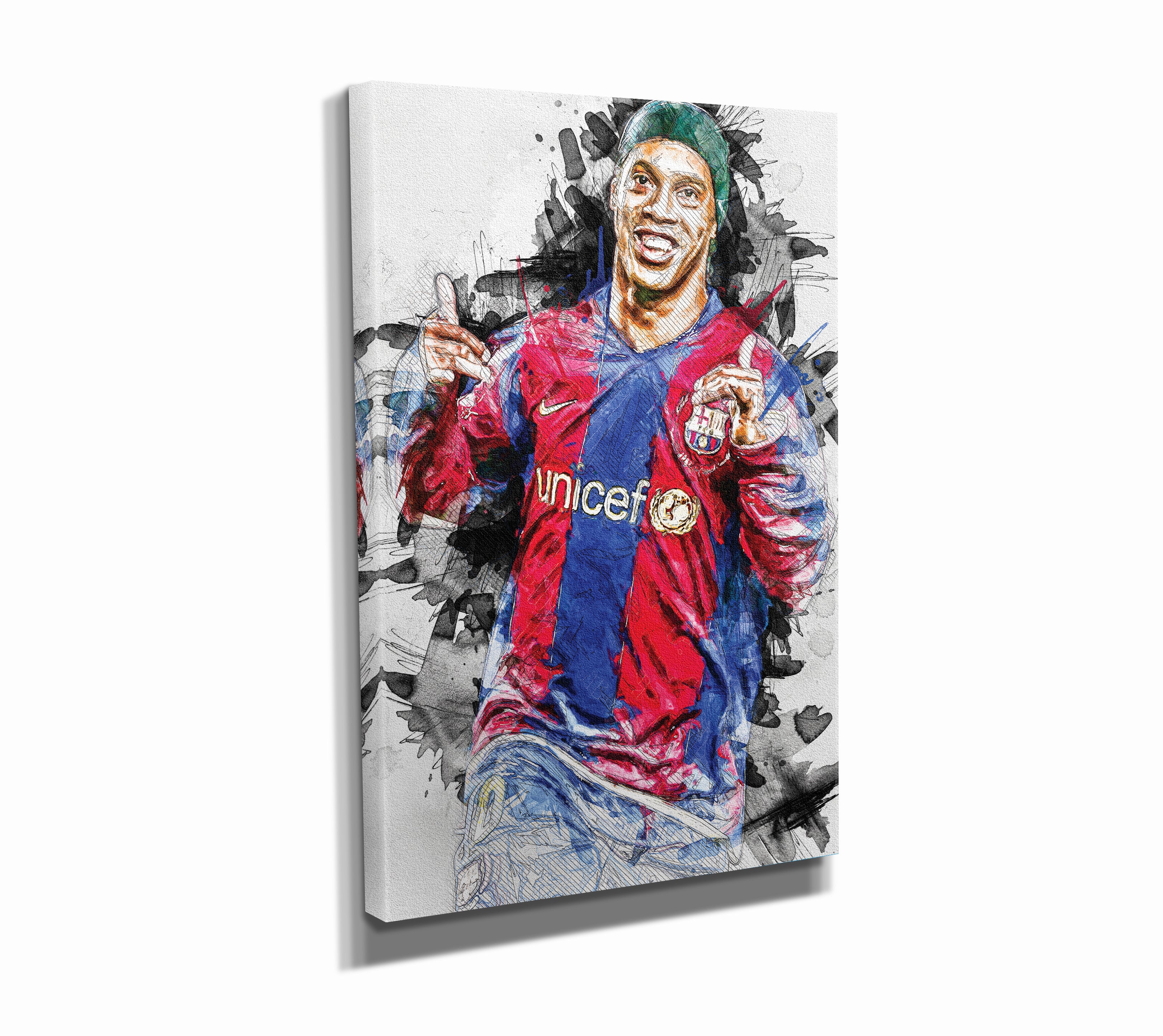 Ysirseu Ronaldinho Gaucho Barca Metal Tin Sign 8 x 12 in Sport Artwork  Vintage Poster Man Cave Decorative