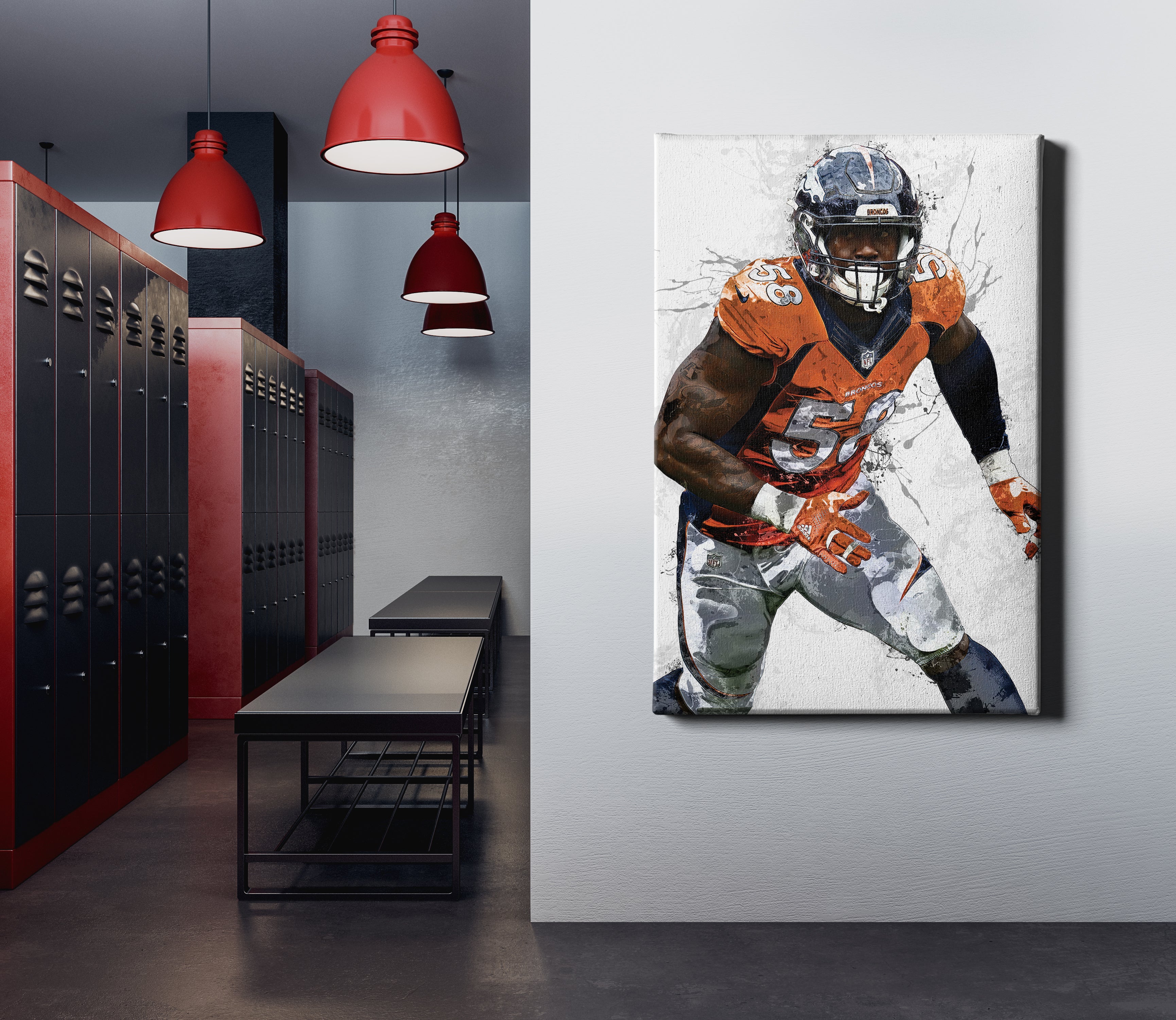 Von Miller Poster Denver Broncos Football Painting Hand Made