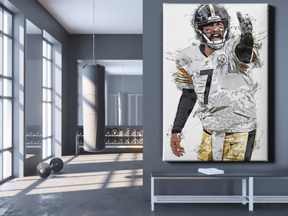 Ben Roethlisberger Poster Pittsburgh Steelers Football Painting Hand Made Posters Canvas Print Kids Wall Art Man Cave Gift Home Decor