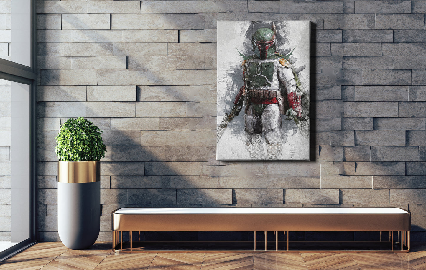 Boba Fett Poster Star Wars Painting Hand Made Posters Canvas Print Kids Wall Art Man Cave Gift Home Decor