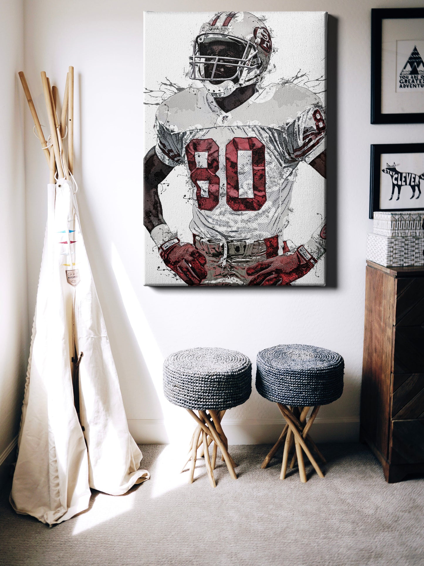 Jerry Rice Poster San Francisco 49ers Football Painting Hand Made Posters Canvas Print Kids Wall Art Man Cave Gift Home Decor