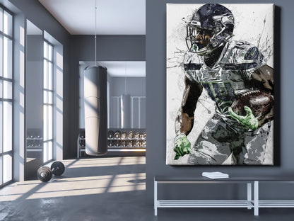 DK Metcalf Poster Seattle Seahawks Painting Football Hand Made Posters Canvas Print Kids Wall Art Home Man Cave Gift Decor