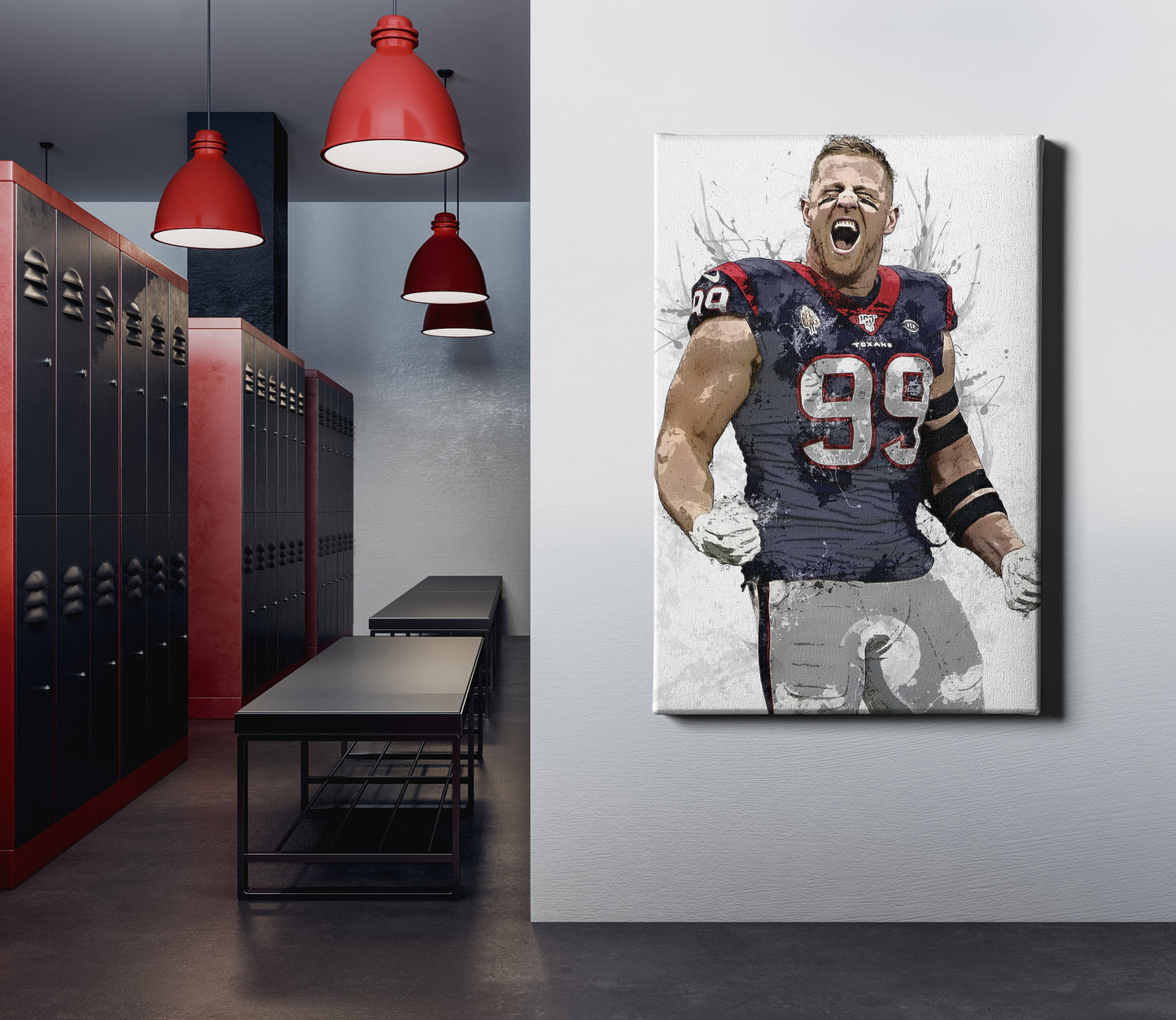 J.J. Watt Poster Houston Texans Football Painting Hand Made Posters Canvas Print Kids Wall Art Man Cave Gift Home Decor