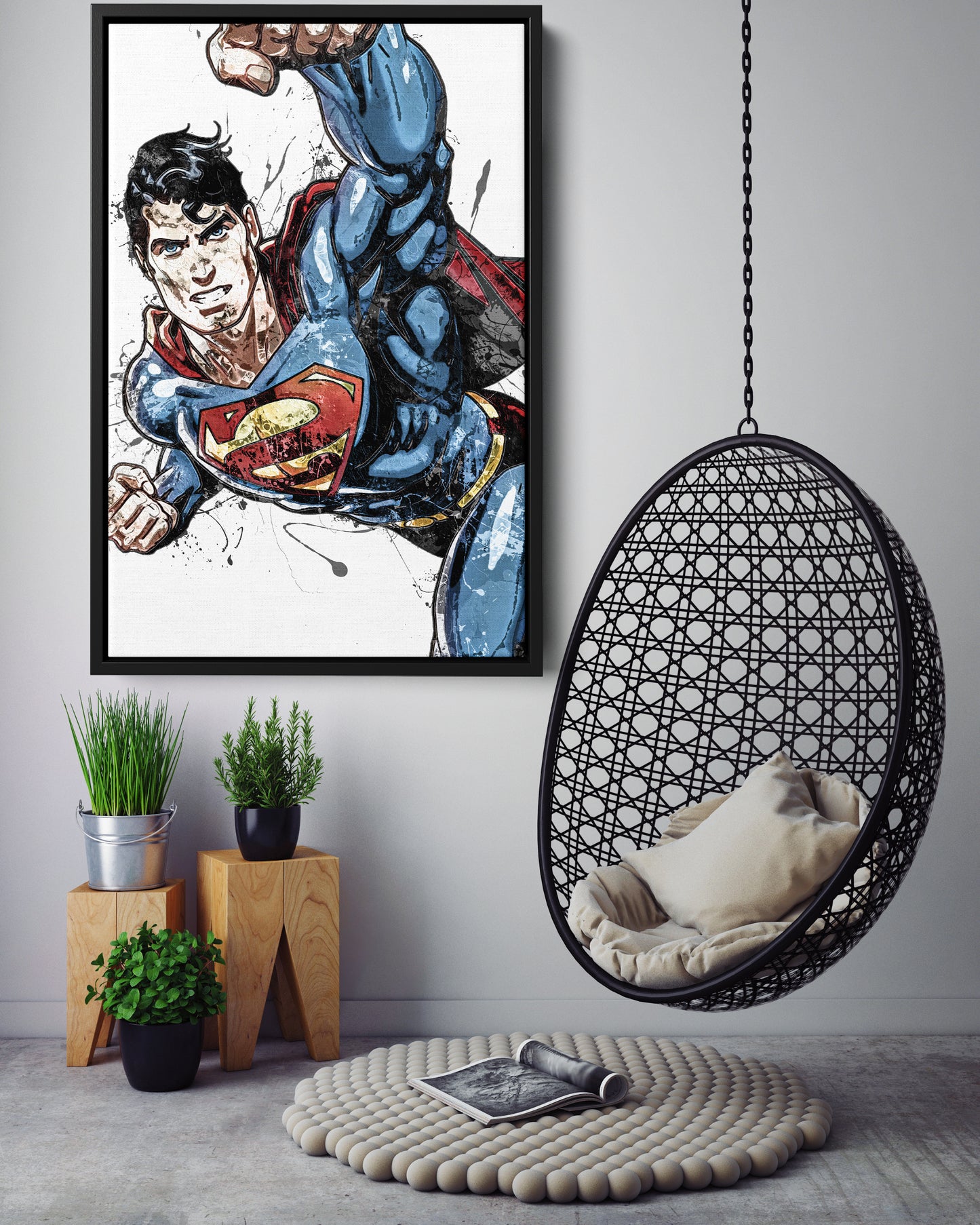 Superman Poster DC Superhero Comics Painting Hand Made Posters Canvas Print Kids Wall Art Man Cave Gift Home Decor