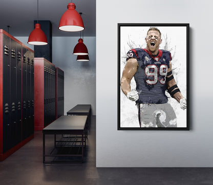 J.J. Watt Poster Houston Texans Football Painting Hand Made Posters Canvas Print Kids Wall Art Man Cave Gift Home Decor