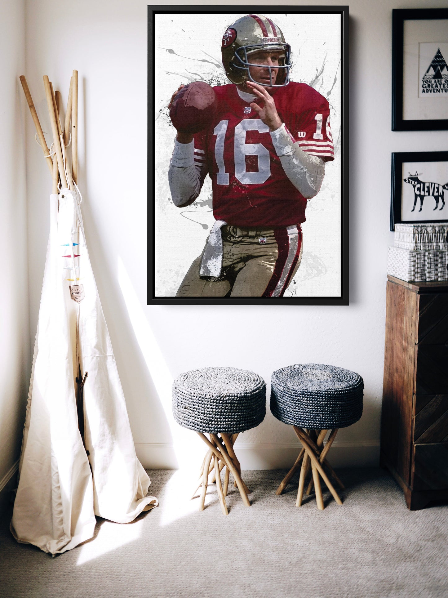 Joe Montana Poster San Francisco 49ers Football Painting Hand Made Posters Canvas Print Wall Art Man Cave Gift Home Kids Decor