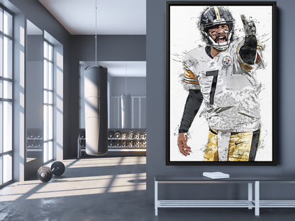 Ben Roethlisberger Poster Pittsburgh Steelers Football Painting Hand Made Posters Canvas Print Kids Wall Art Man Cave Gift Home Decor