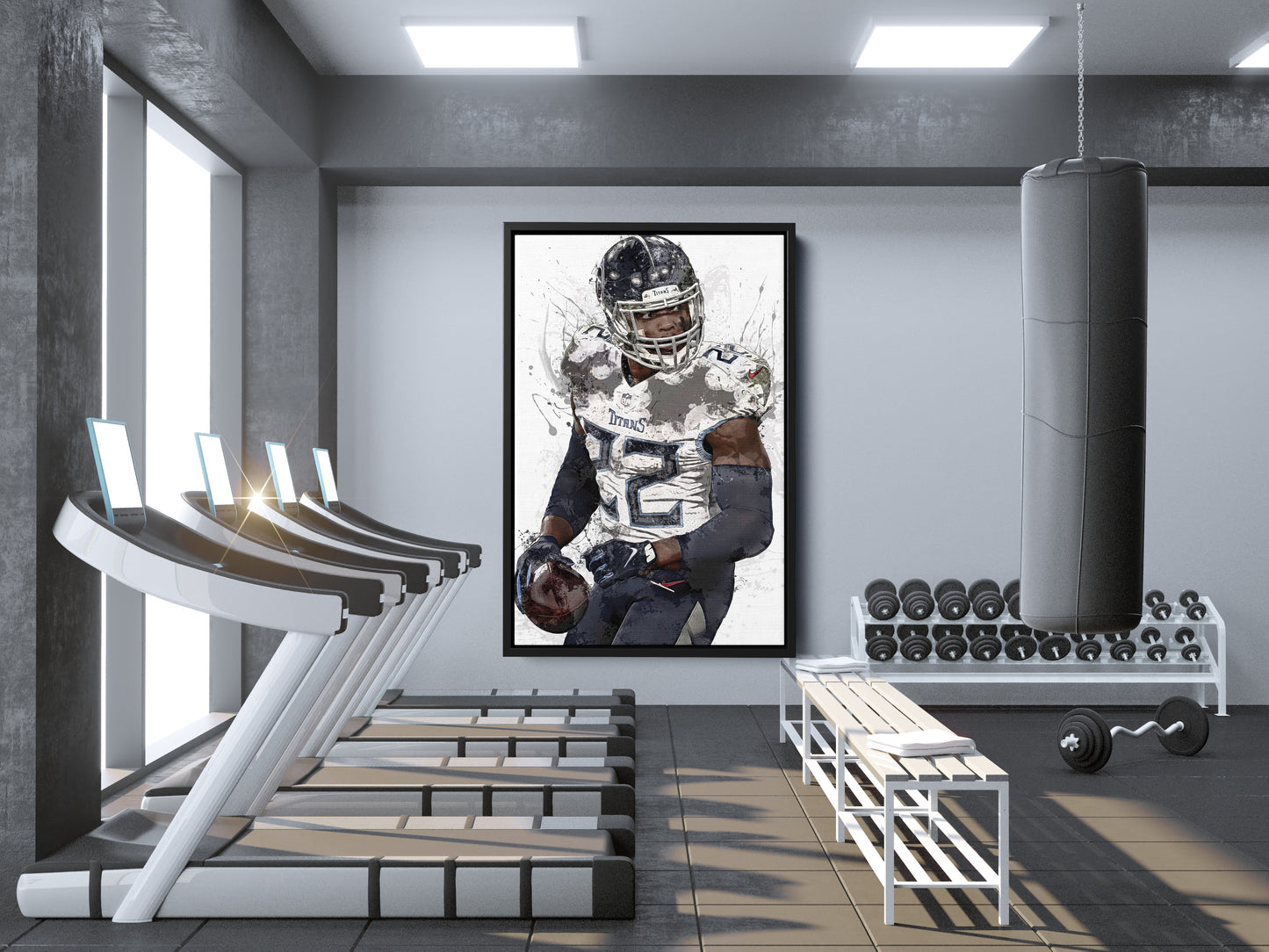 Derrick Henry Poster Tennessee Titans Football Painting Hand Made Posters Canvas Print Kids Wall Art Home Man Cave Gift Decor