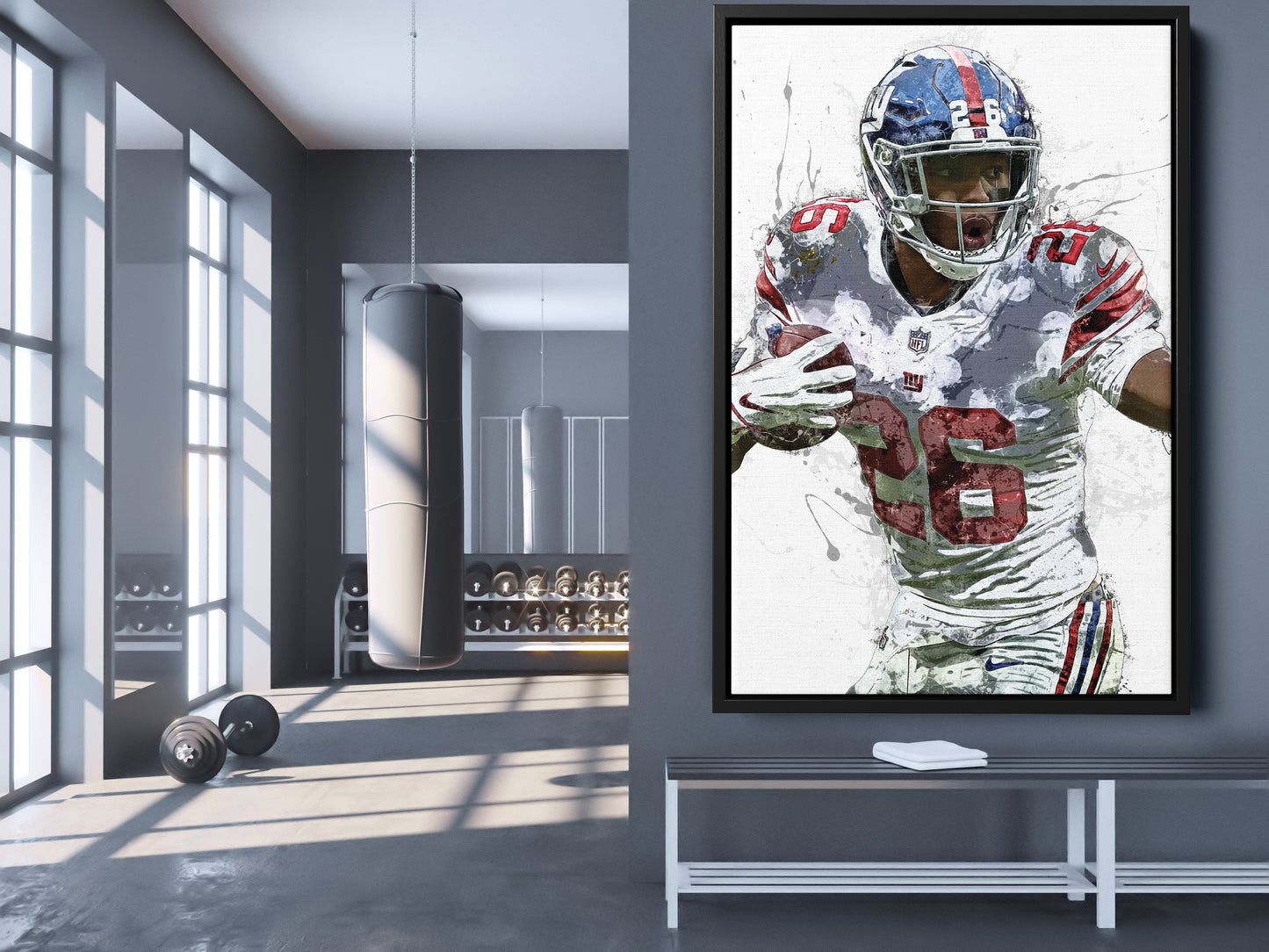 Saquon Barkley Art Poster New York Giants Football Hand Made Posters Canvas Framed Print Wall Kids Art Man Cave Gift Home Decor