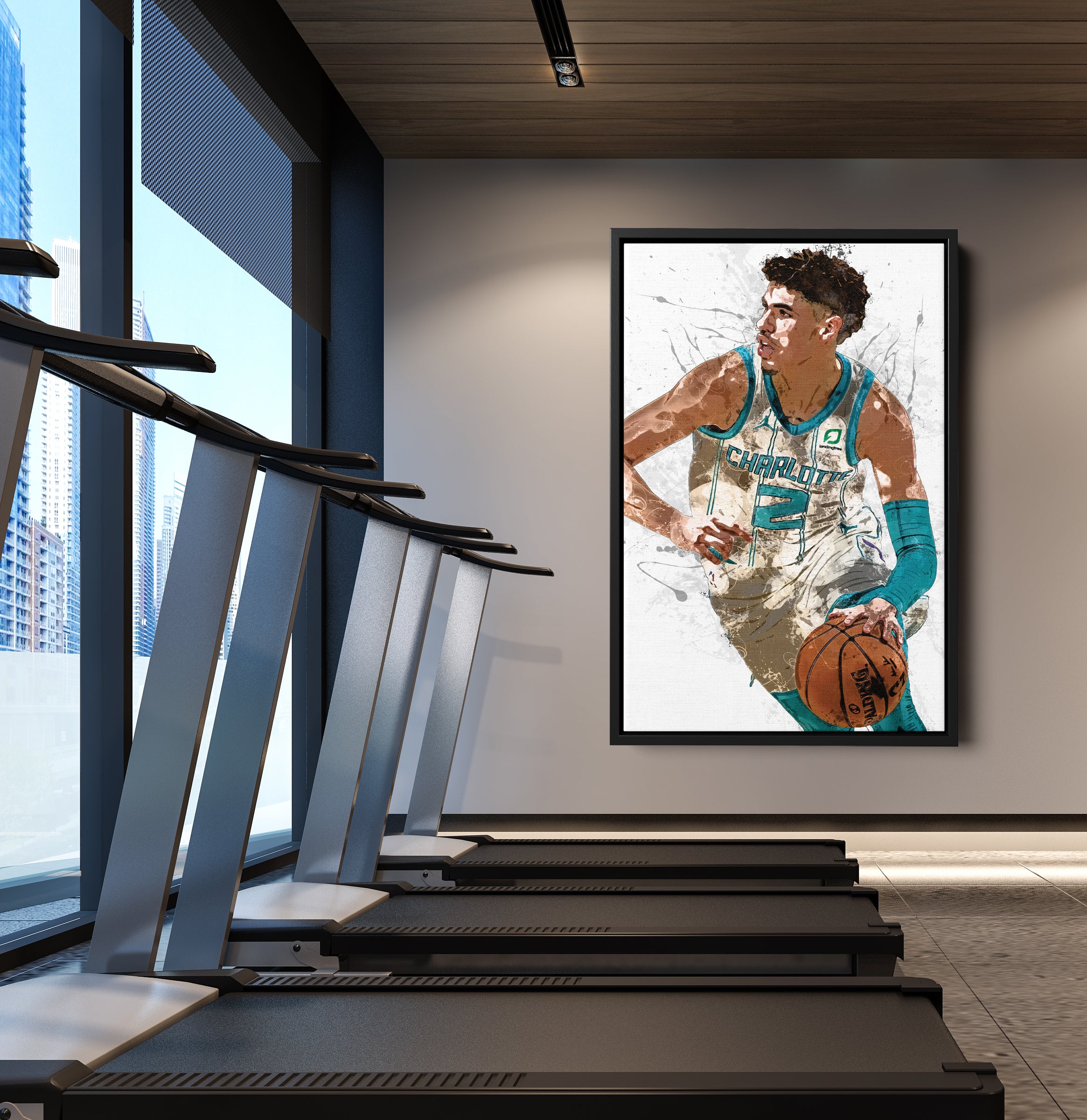  LaMelo Ball Poster Charlotte Hornets NBA Artwork Framed Wall  Art Canvas Print Home Decor(Black Floating Frame, 20x30): Posters & Prints