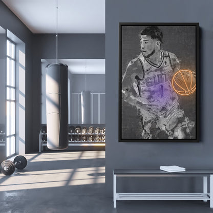 Devin Booker Poster Graffiti Neon Phoenix Suns Basketball Hand Made Poster Canvas Print Kids Wall Art Man Cave Gift Home Decor