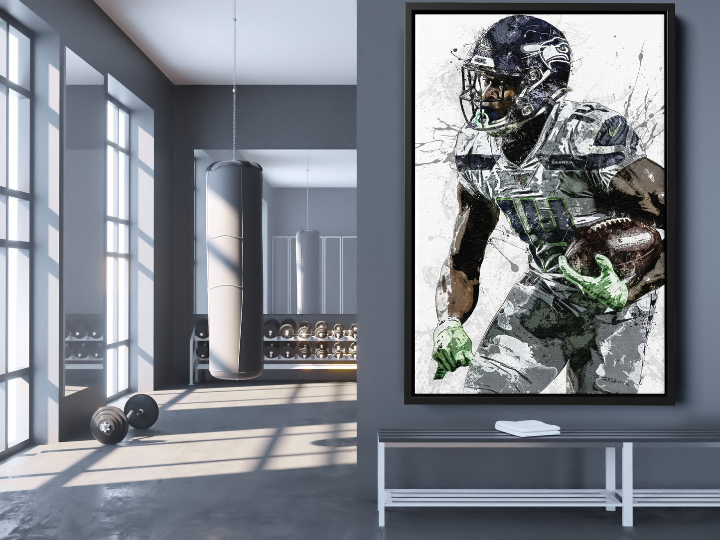 DK Metcalf Poster Seattle Seahawks Painting Football Hand Made Posters Canvas Print Kids Wall Art Home Man Cave Gift Decor